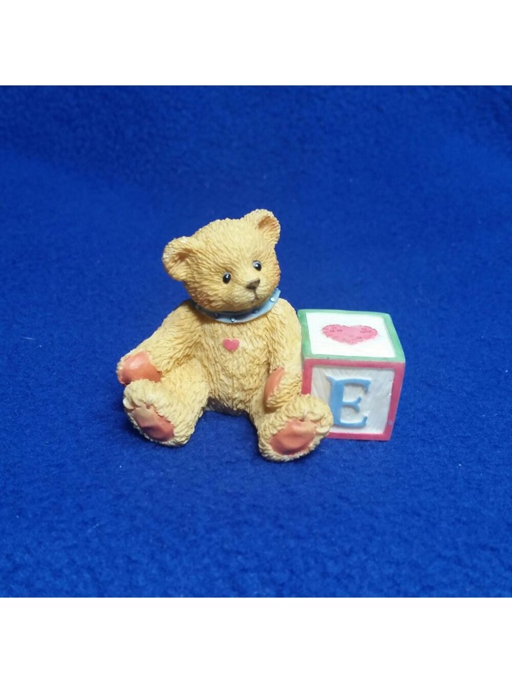 Cherished Teddies Bear With ABC "E" Block Mini Figurine 158488E Cake Topper
